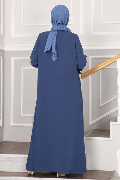 Abaya med steiner foran indigo - Shams.no