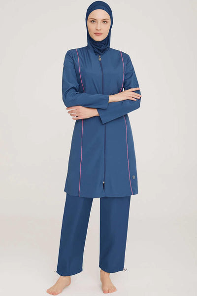 Blå burkini med glidelås - Shams.no