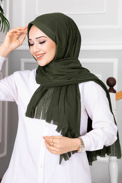 Ferdig - hijab (mørkegrønn) - Shams.no
