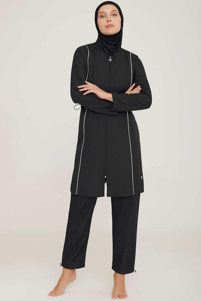 Svart burkini med glidelås - Shams.no