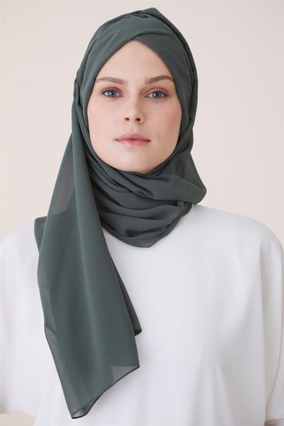 Cachmira sjal med underlue (khakigrønn) - Shams.no