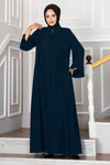 Abaya med plise - detaljer petrolblå - Shams.no