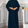 Abaya med plise - detaljer petrolblå - Shams.no