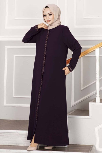 Abaya med steiner foran lilla - Shams.no