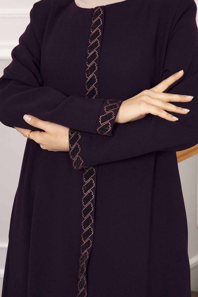 Abaya med steiner foran lilla - Shams.no