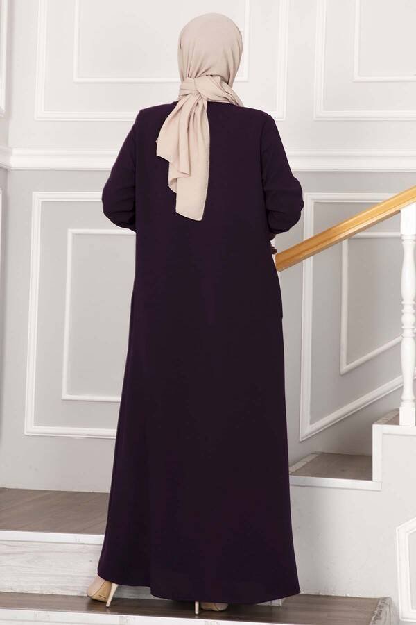 Abaya med steiner foran lilla - Shams.no
