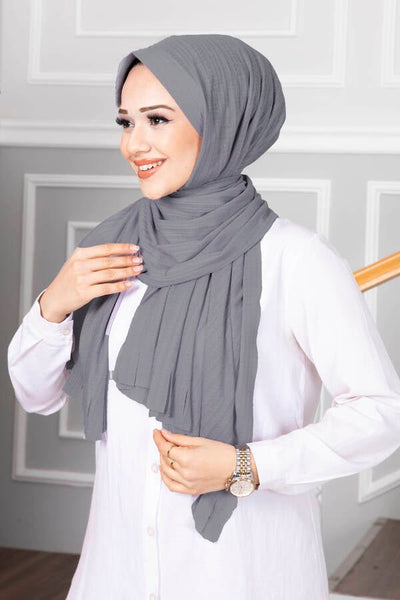 Ferdig - hijab (grå) - Shams.no