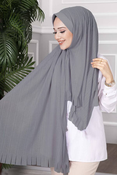 Ferdig - hijab (grå) - Shams.no