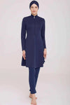 Half Zipper Plain Veiling Swimsuit Dark Navy - Shams.no