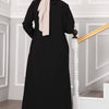 Svart abaya med blonder og blomsterdetaljer - Shams.no