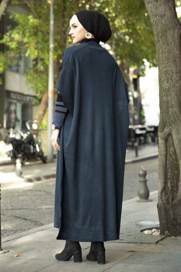 To - delt sett med striper. Kjole og cardigan (indigo) - Shams.no