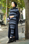 To - delt sett med striper. Kjole og cardigan (indigo) - Shams.no