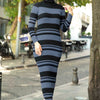 To - delt sett med striper. Kjole og cardigan (indigo) - Shams.no