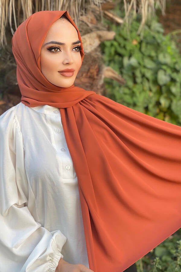 Sjal i medina - silke (brick colour) - Shams.no