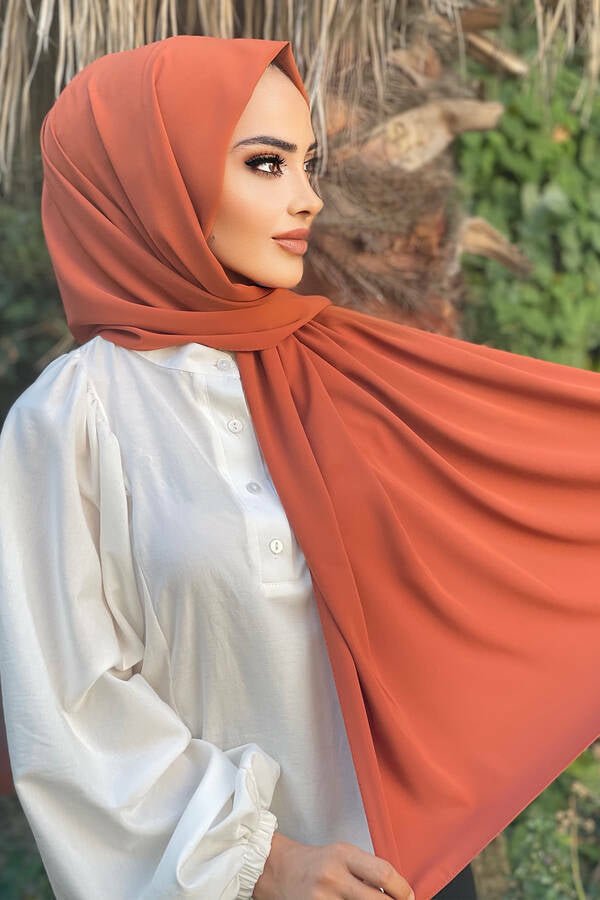 Sjal i medina - silke (brick colour) - Shams.no