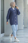 Strikket cardigan med vide armer (indigo) - Shams.no