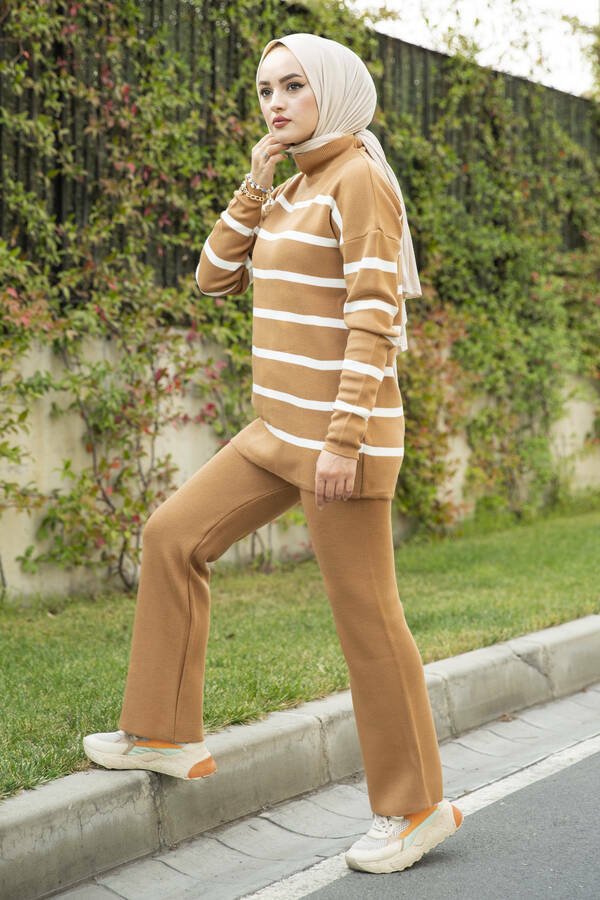 To - delt sett med striper (Camel) - Shams.no