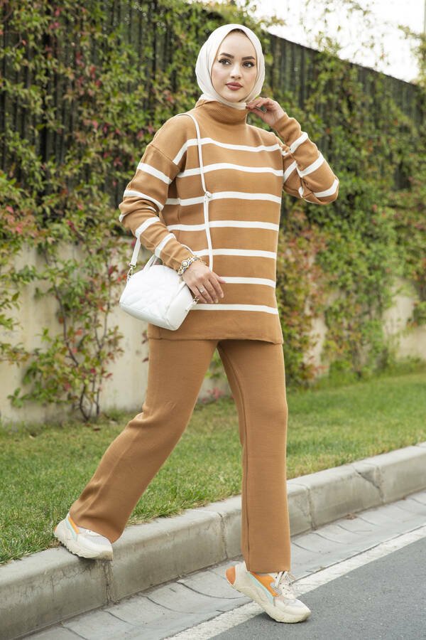 To - delt sett med striper (Camel) - Shams.no